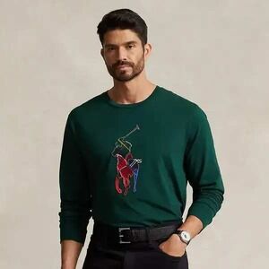 Polo Ralph Lauren Men's Classic Fit Plaid Big Pony Jersey T-Shirt Size 2XB Green